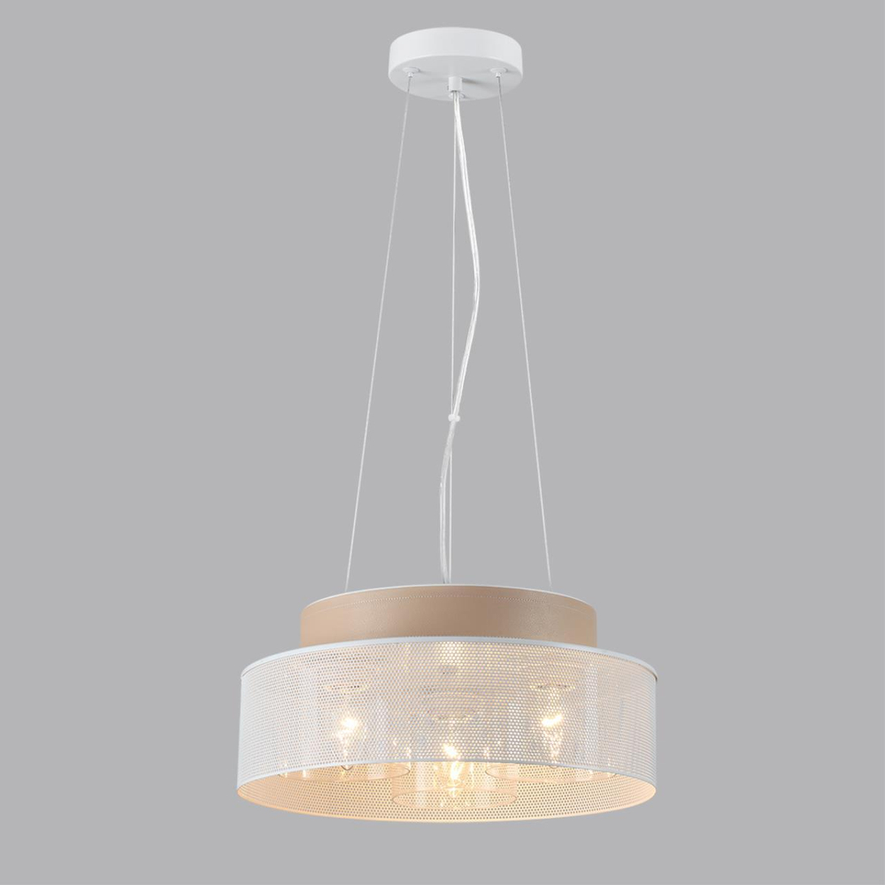 6599/3C MODERNI LN25 156 белый/белый, бежевый металл, эко кожа/металл, стекло Подвесной светильник Е27 3*60W 220V BASALTO