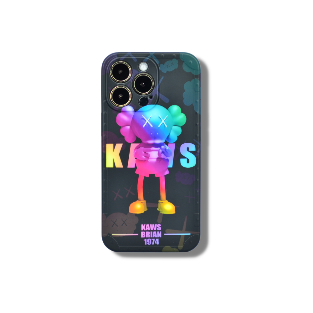 Чехол TPU с защитой камеры. Kaws Brian черный