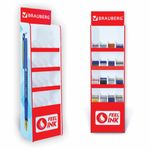 Стойка под письменные принадлежности усиленная BRAUBERG, 180х50х30 см, 4 полки, 16 ячеек, картон, 504342