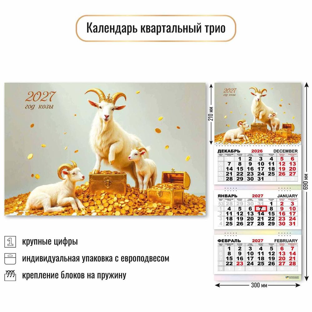 Календарь трио 2027 "Символ года" 10002 (Квадра)