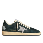 Женские кеды Golden Goose Ball Star in Green suede with Silver glitter star