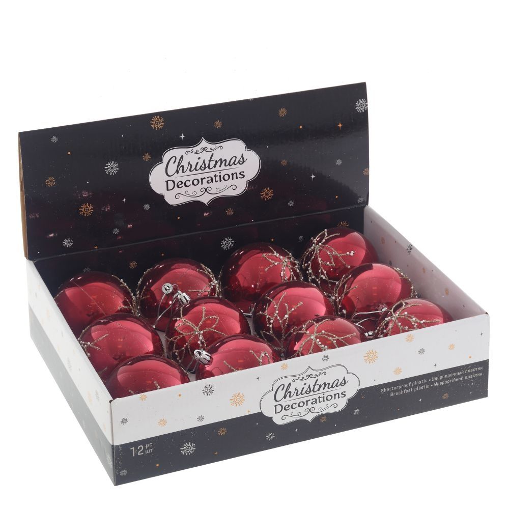 GAEM Набор из 12шт Украшение новогоднее "Шар", D 8 см, L35 W27 H8,5 см