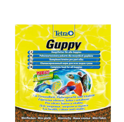 Корм для рыб TetraGuppy Flakes Sachet, хлопья для гуппи (пакет) 12гр