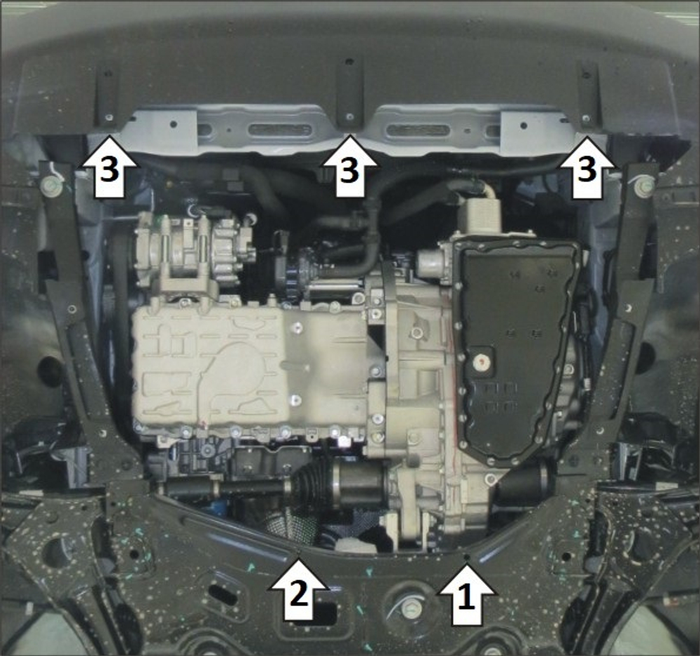 Стандартная защита Motodor картера Двигателя, КПП. 1,5 мм, Сталь. для Omoda C5 2022-н.в. арт.59006
