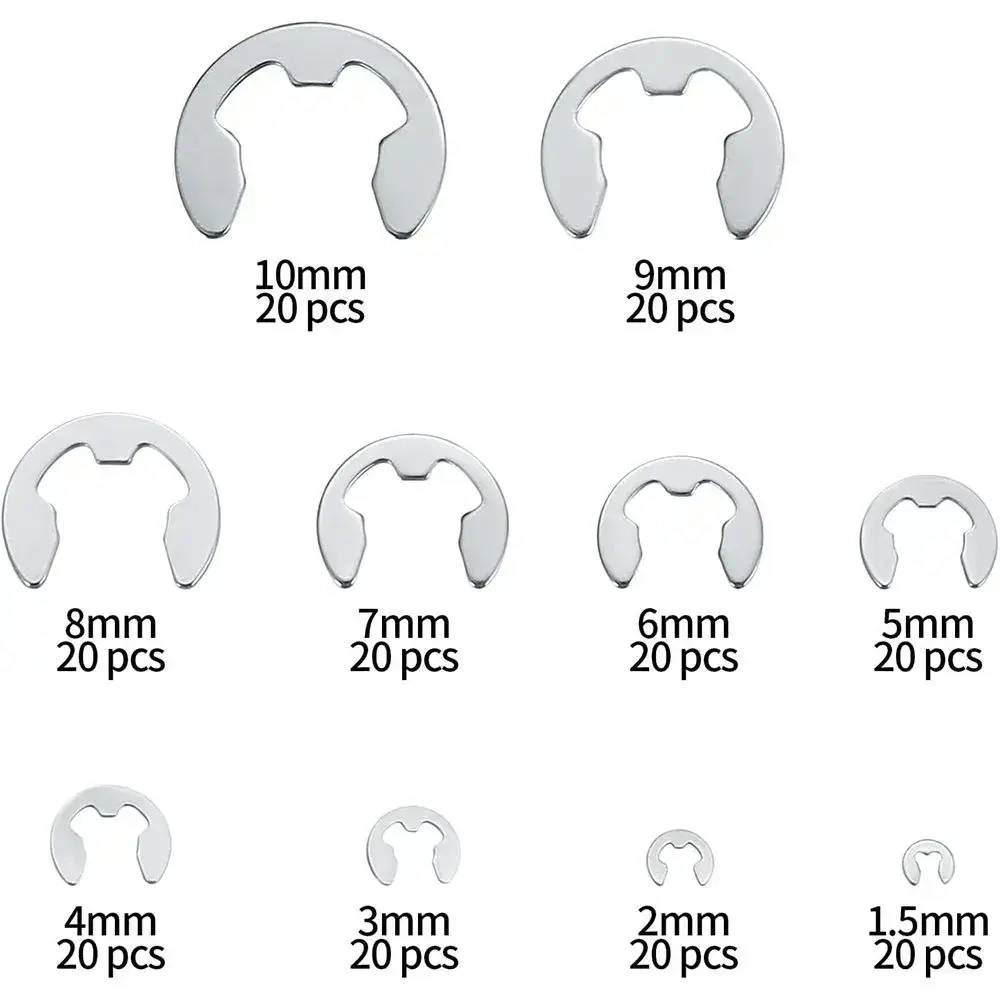 Стопорные кольца набор 1.5-10 мм (200 шт) внутренние и наружные