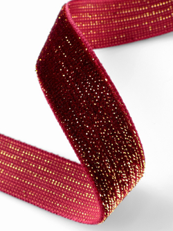 Бархатная лента с золотым люрексом 15 мм