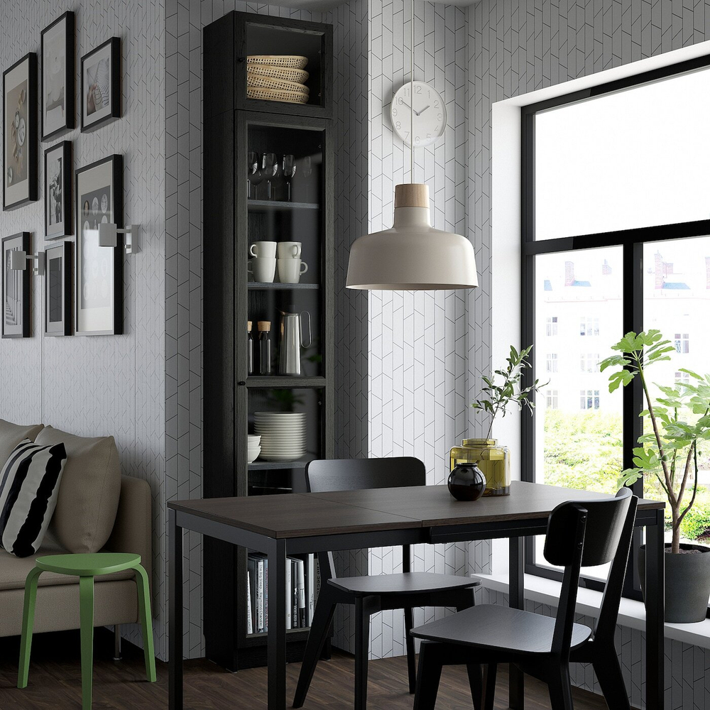 IKEA OXBERG  (ИКЕА ОКСБЕРГ)  -  Стеклянная дверь, черная имитация дуб, 40x35 см