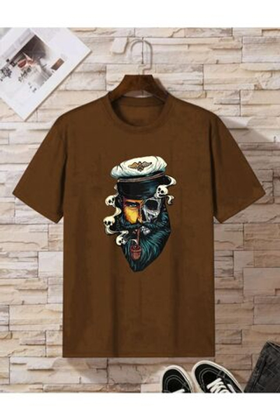 viptasarımtshirt унисекс черная футболка для курящих моряков, иллюстрация капитана- Vip дизайнерская футболка