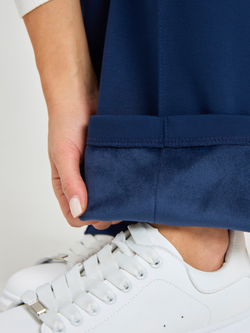 Брюки утепленные для девочки прямые с прошитой стрелкой тёмно-синие