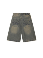 Шорты Джинсовые Blue Overdye Washed Denim Jorts With Chain Trim Attachment