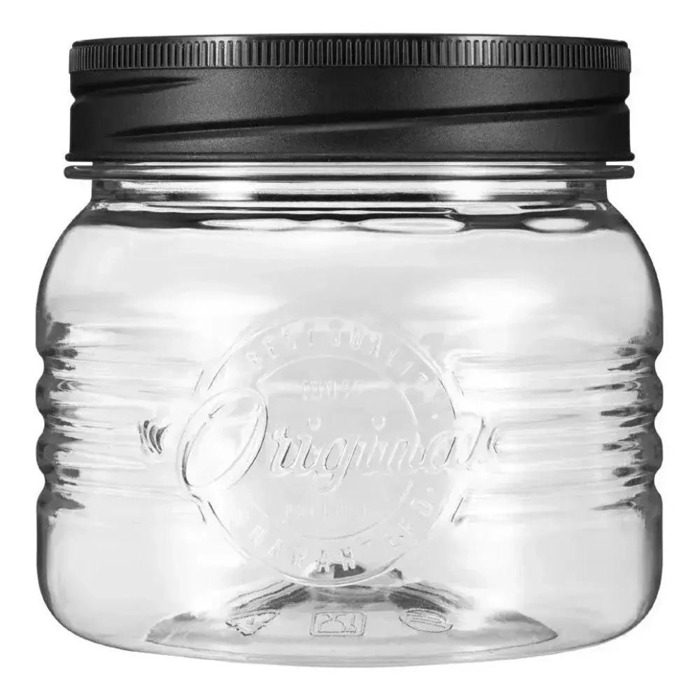 Банка с эмбоссингом круглая Original 0,6л (черный)