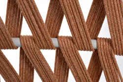 "Диего" диван 2-местный плетеный из роупа, каркас алюминий светло-серый (RAL7035) муар, роуп оранжевый меланж круглый, ткань светло-серая