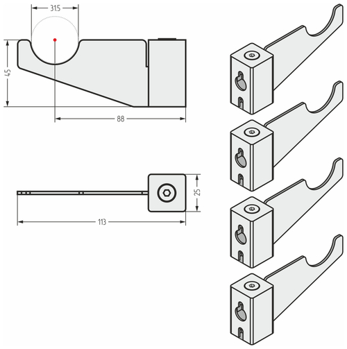 Кронштейн Сунержа настенный регулируемый (для ДР Эталон) / 4 шт