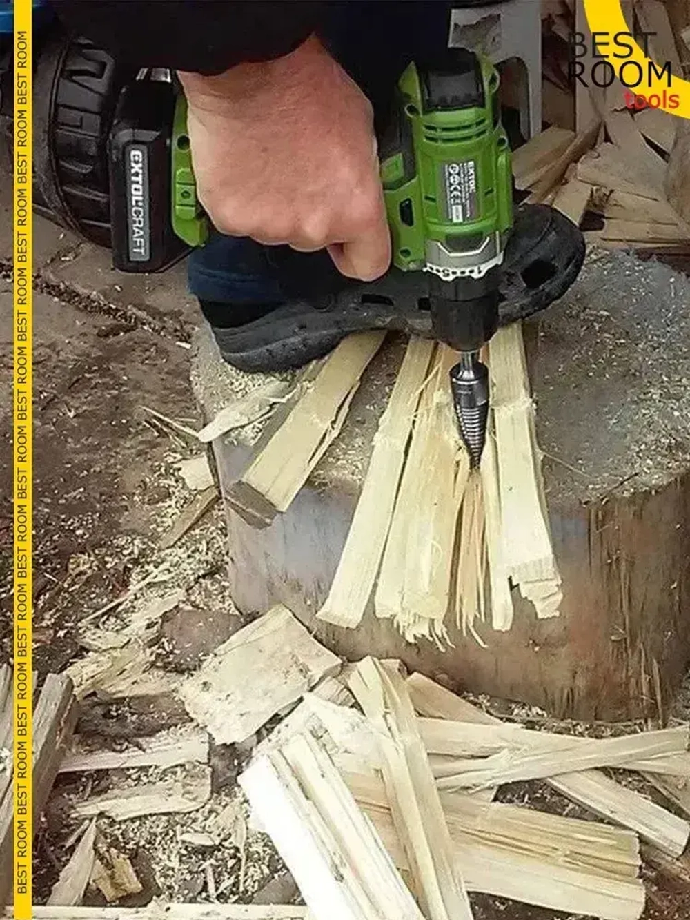 Сверло для колки дров на перфоратор, дрель, диаметр 32мм,Квадратный, Круглый и Шестигранный Хвостовик