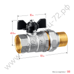 ЗУБР d 1″, ручка ″бабочка″, ″мама-папа″, Полнопроходной шаровой кран с накидной гайкой (51321-1)