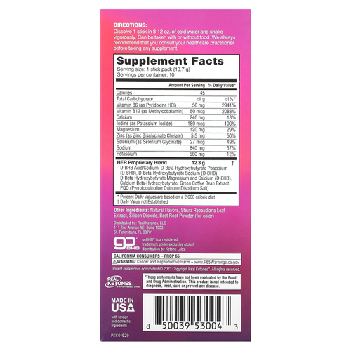 Real Ketones, InFast, для нее, арбуз, 10 пакетиков по 13,7 г (0,48 унции)