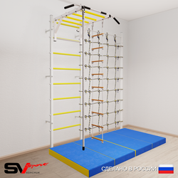 Шведская стенка Sv Sport усиленная 63440 (Турник рукоход/Канат/Лестница/Мат 2м/Канатный лаз)