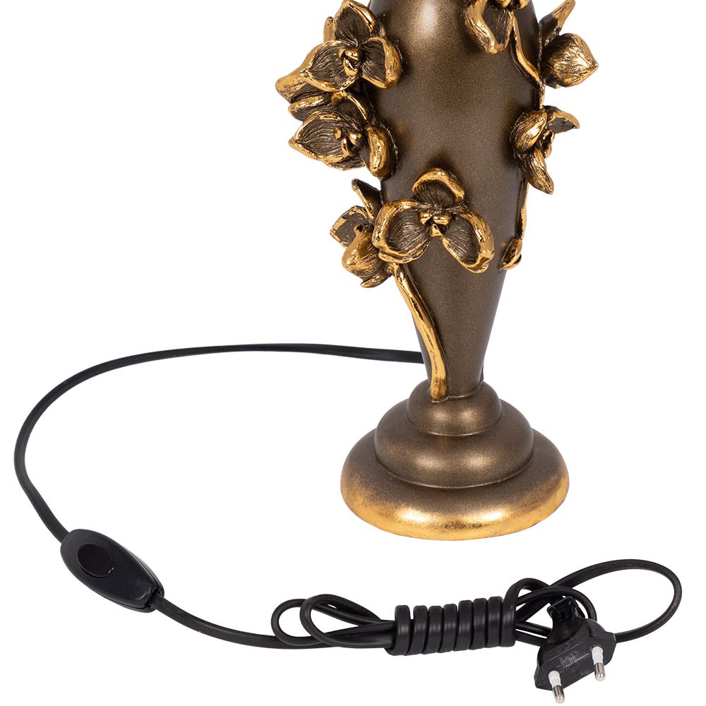 Настольная лампа Орхидея Лира Бронза с абажуром Тюссо Vatican (Ватикан) Аквамарин