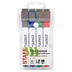 Маркеры для белой доски на магните со стирателем, НАБОР 4 цвета, 3 мм, STAFF "Manager", 152006