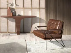 Кресло 5166 из коньячно-коричневой кожи