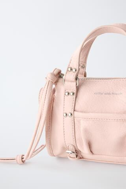 ZARA СУМКА С ЗАКЛЕПКАМИ, РОЗОВЫЙ