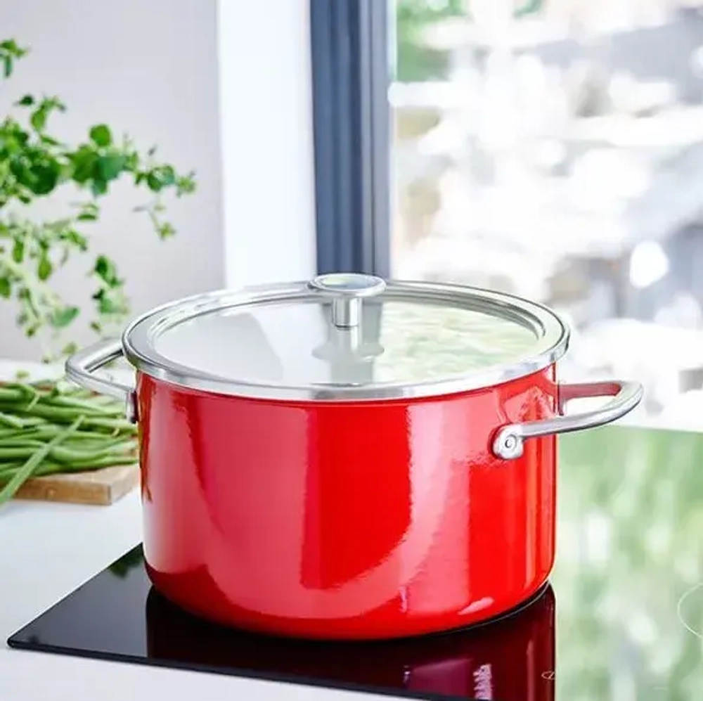 KitchenAid Кастрюля эмалированная 20 см 3,7 л с крышкой Empire Red