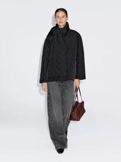 Massimo Dutti Непромокаемый пуховик с шарфом, черный