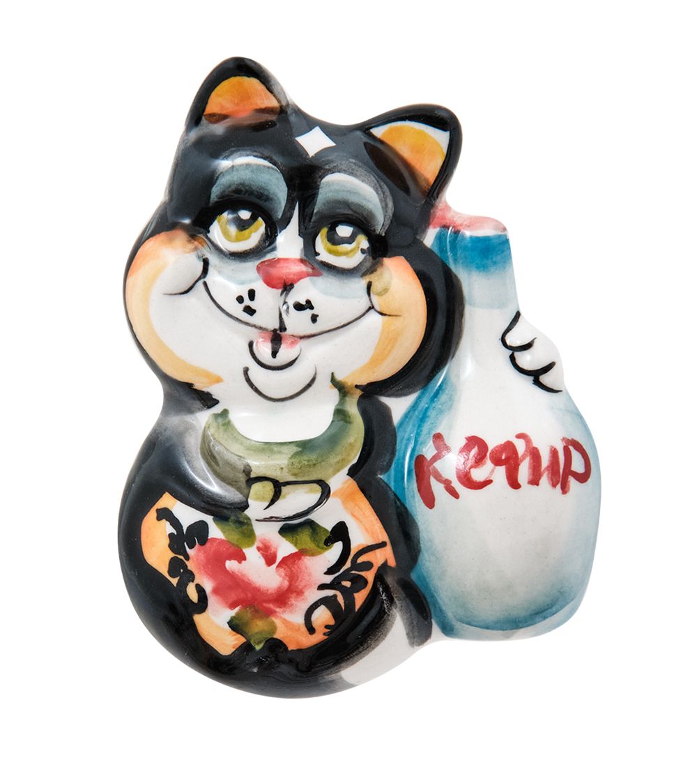 ГЛ- 927 Магнит «Кот-кефир» цв. (Гжельский фарфор)