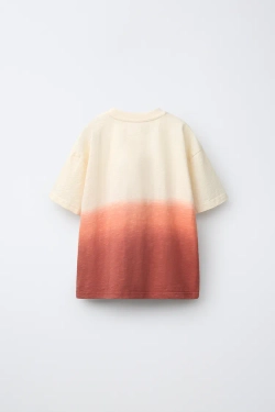 ZARА ФУТБОЛКА С ЭФФЕКТОМ DEEP DYED, КОРАЛЛОВЫЙ