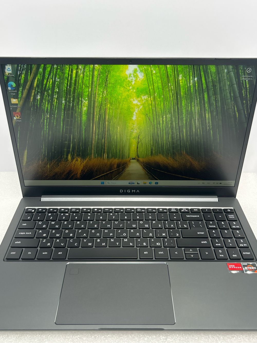 Ноутбук Digma Pro Sprint M (DN15R7-8CXW01) 15.6"/AMD Ryzen 7 3700U/RAM 8GB/SSD 256GB/AMD Radeon RX Vega 10/1920x1080/IPS/Windows 11/Подсветка кл-ры: LED/серый. Состояние: A1