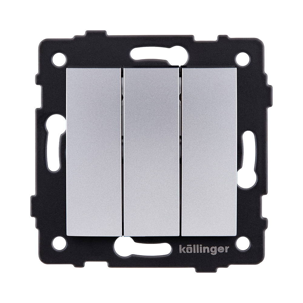 Выключатель 3-клавишный 10А/250В, изогнутый, серый Kollinger REA-R-012GY для Aspekt, Eleganz, Reflex