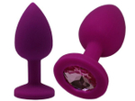 Средняя фиолетовая пробка с розовым кристаллом ONJOY Silicone Collection (Цвет: фиолетовый с розовым)