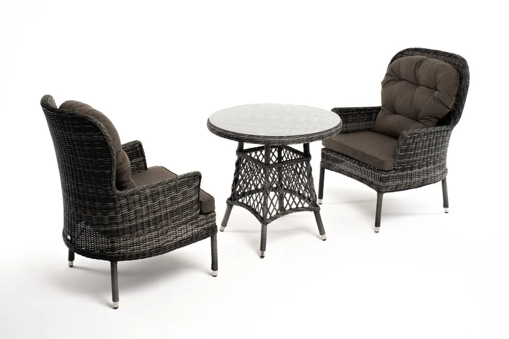 "Алиса" кофейный комплект из искусственного ротанга, цвет графит