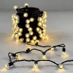Светодиодная гирлянда шарики Пузырьки 10 м., 220V., 100 теплых белых LED ламп 23 мм., коннектор, черный ПВХ, LTC (PCS-100B-WW)