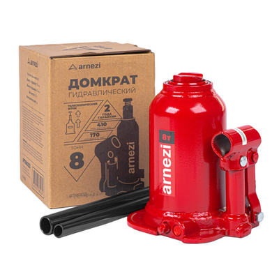 Домкрат гидравлический бутылочный двухштоковый 8т 170-410мм ARNEZI R7100233