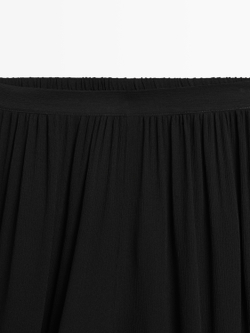 Massimo Dutti Брюки Sarouel из струящейся ткани - Limited Edition, черный