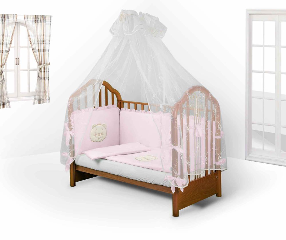 Арт.77735 Набор в детскую кроватку для новорожденных оптом - МИШКА 6пр