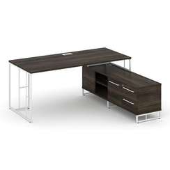 Rift Direct Стол руководителя на опорной тумбой RF.SRT-25 (R) Дуб Мали/Металл Белый/Белый Ручки 1780