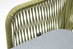 "Лион" стул плетеный из роупа, каркас из стали светло-серый (RAL7035) муар, роуп салатовый меланж круглый, ткань светло-серая