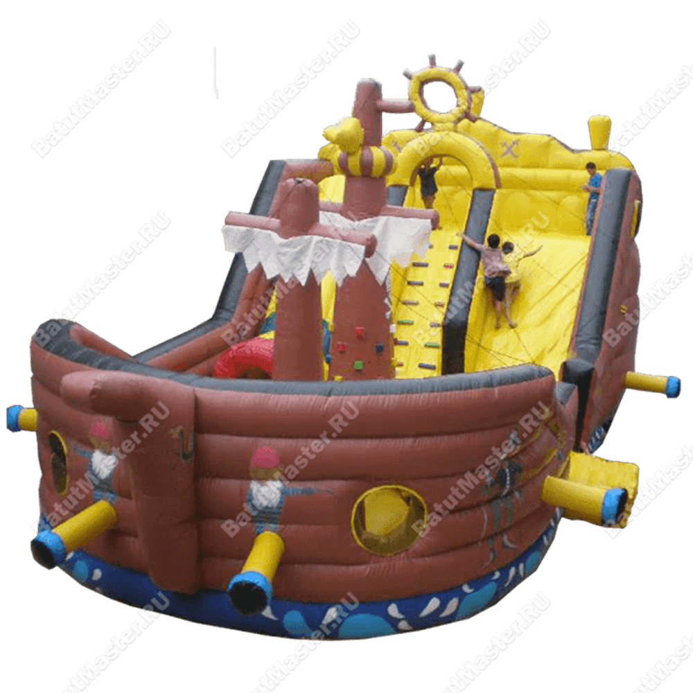 Большой надувной батут-горка "Фрегат"