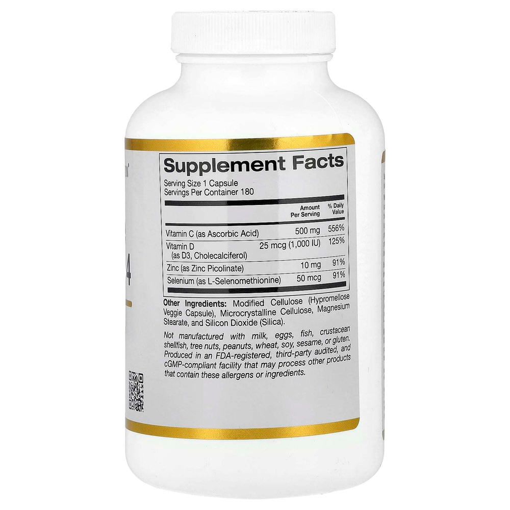 California Gold Nutrition, Immune Complex 4, комплекс для укрепления иммунитета, 180 растительных капсул