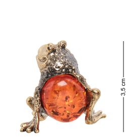 AM- 435 Фигурка «Лягушка» (латунь, янтарь)