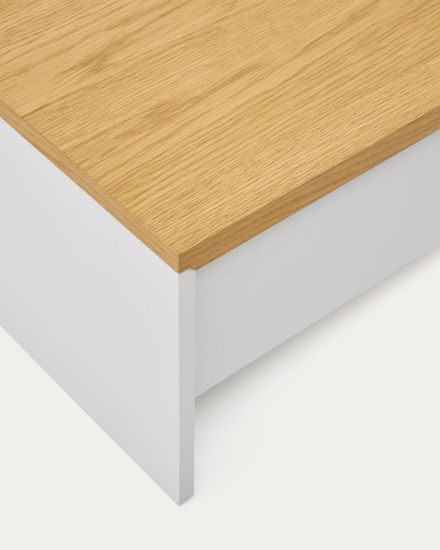 Abilen Подъемный журнальный столик из дуба и белого лака 110 x 60 см FSC 100%