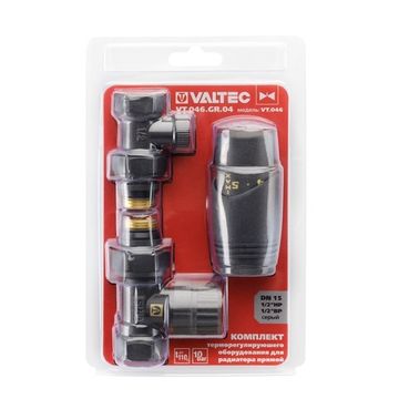 Комплект терморегулирующего оборудования Valtec 1/2" прямой (VT.046.GR.04) серый