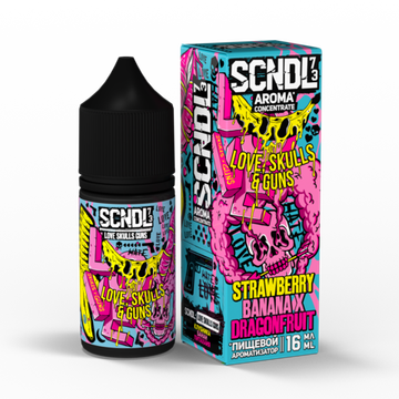 Ароматизатор SCNDL Love Skulls Guns (Клубника Банан Питахайя)