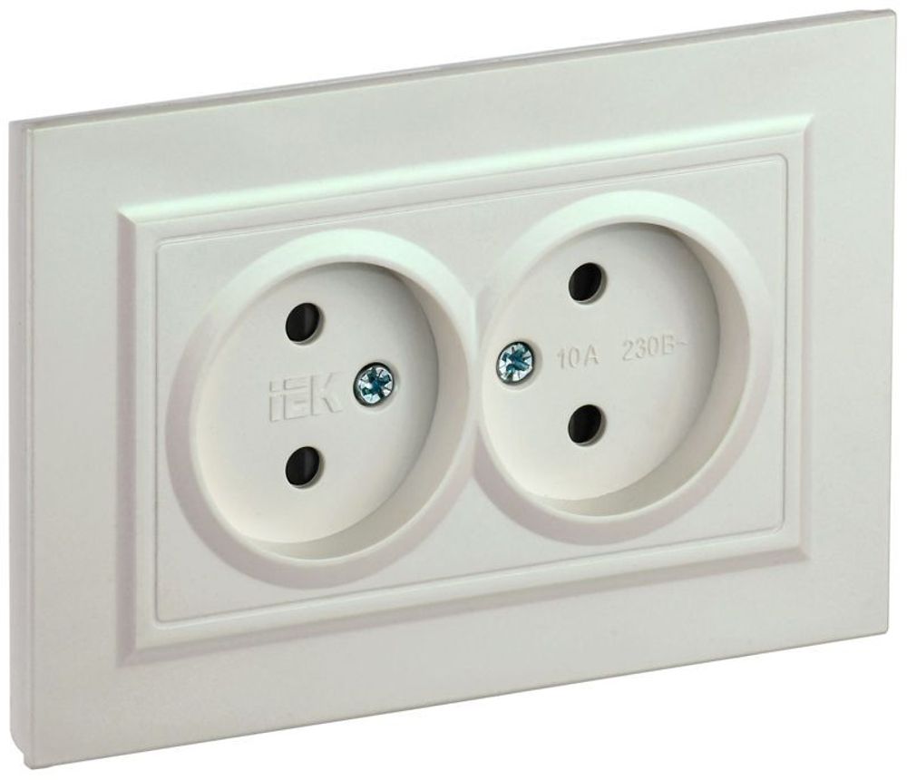 Розетка 2-м СП BRITE РСш12-2-БрЖ 10А в сборе без заземл. защ. шторки жемчуж. IEK BR-R23-10-K36-F Розетка 2-м СП BRITE РСш12-2-БрЖ 10А в сборе без заземл. защ. шторки жемчуж. IEK BR-R23-10-K36-F