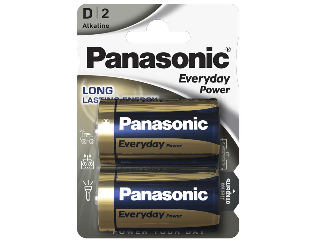 Батарейки Panasonic Everyday Power D щелочные 2 шт