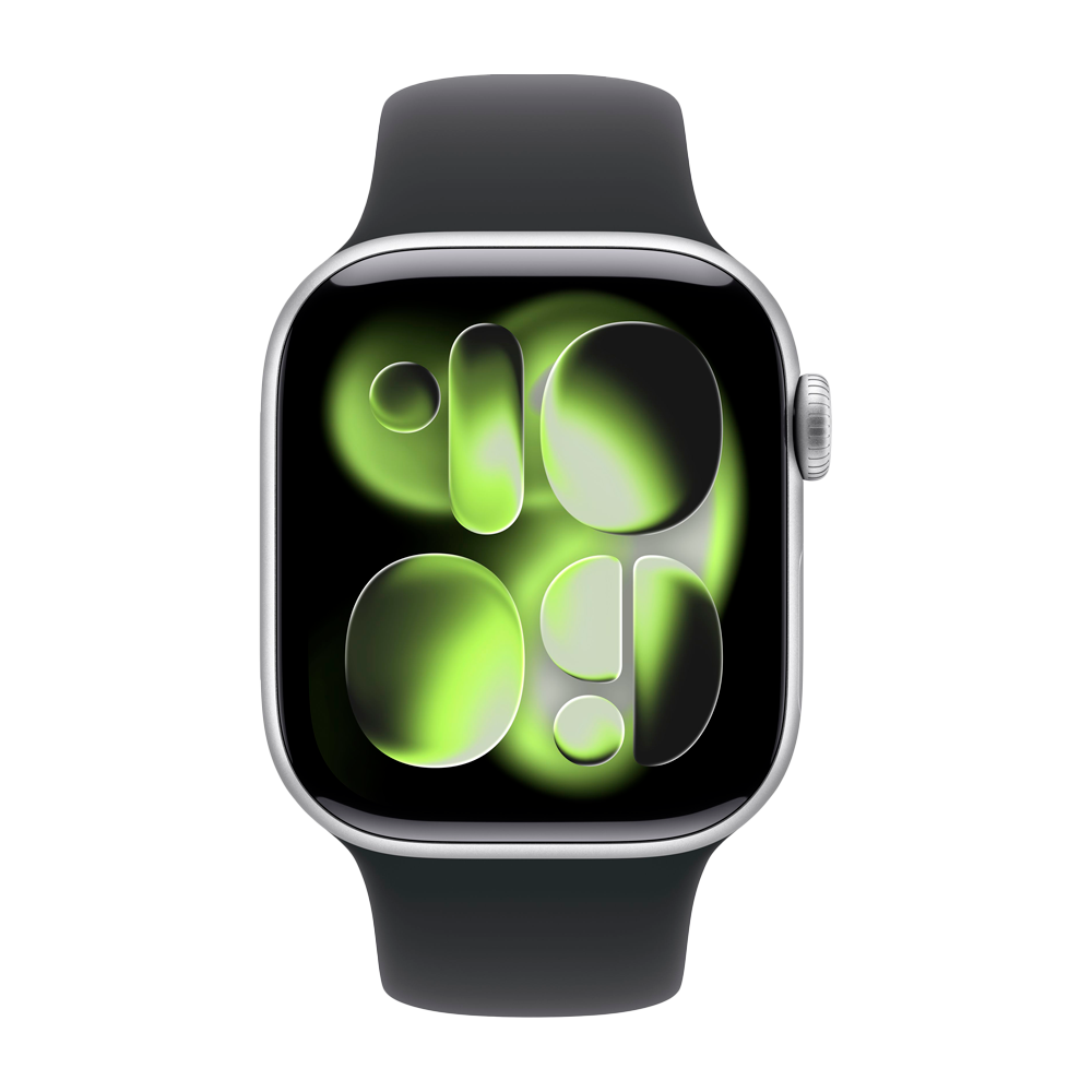 Умные часы Apple Watch Series 11 GPS, 42mm, Silver Aluminium Case with Black Sport Band, S/M