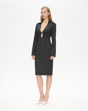 Платье миди из костюмной ткани с завязками