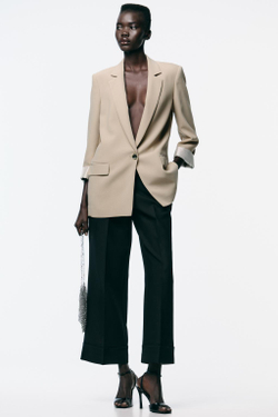 ZARA БЛЕЙЗЕР С МАНЖЕТАМИ С ПРИНТОМ, РЫЖЕВАТО-КОРИЧНЕВЫЙ